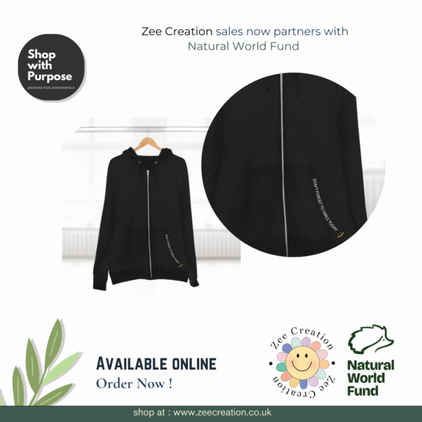 Black Full Zip Hoodie – “Don’t Forget to Smile” Edition - Image 3