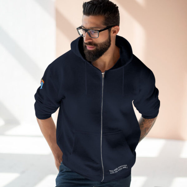 Navy Blue Full Zip Hoodie – "You Are Enough" Edition