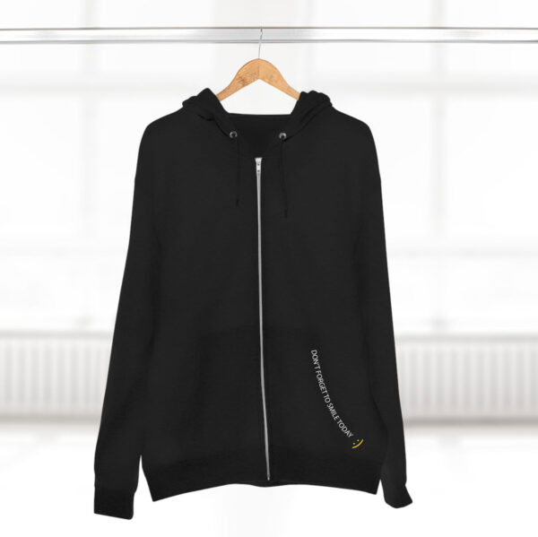 Black Full Zip Hoodie – “Don’t Forget to Smile” Edition